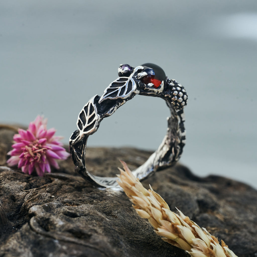 Garnet ring 'Raspberry" by BlackTreeLab