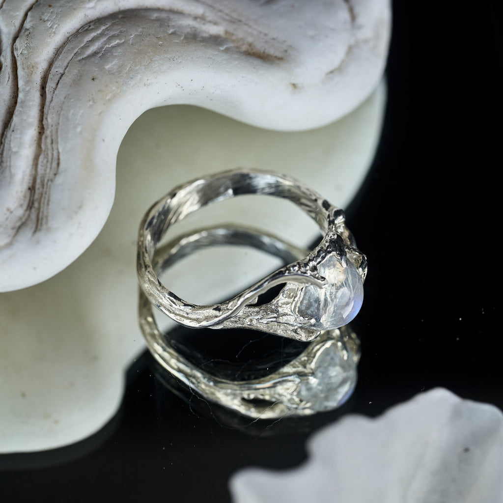 Rainbow Moonstone engagement ring "Ariel"