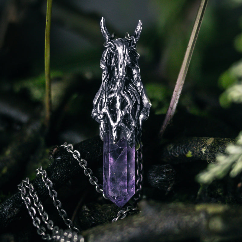 Silver pendant with Amethyst Crystal “Gaia”