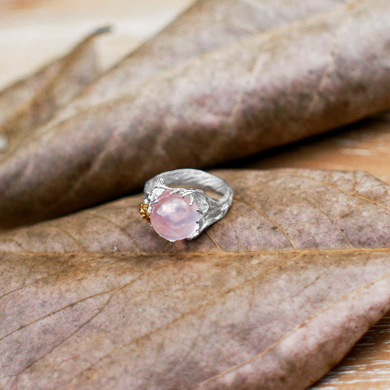 Rose Quartz Sterling Silver Ring "Cleo"
