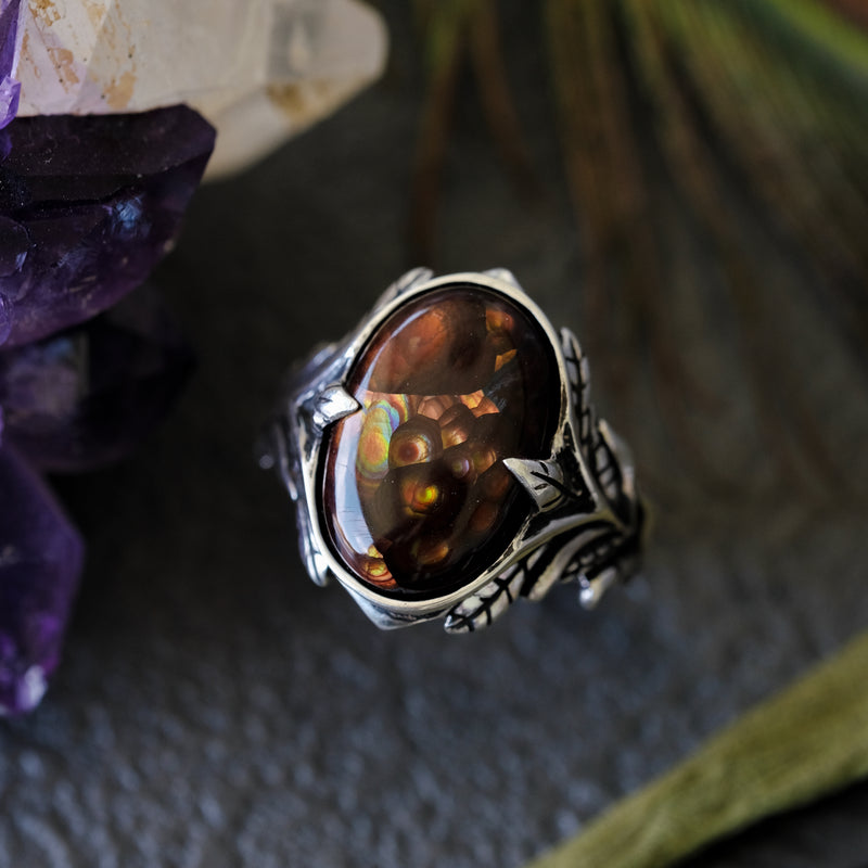 Floral Fire Agate Ring "Lore"