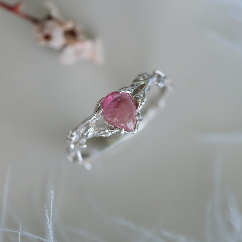 Solid Gold Pink Tourmaline Ring Blossom