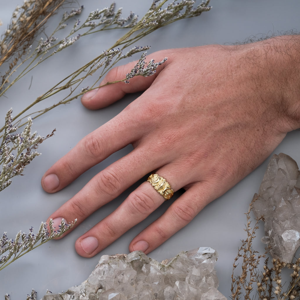 Solid Gold Wedding Couple Rings set for him and her "Soma"