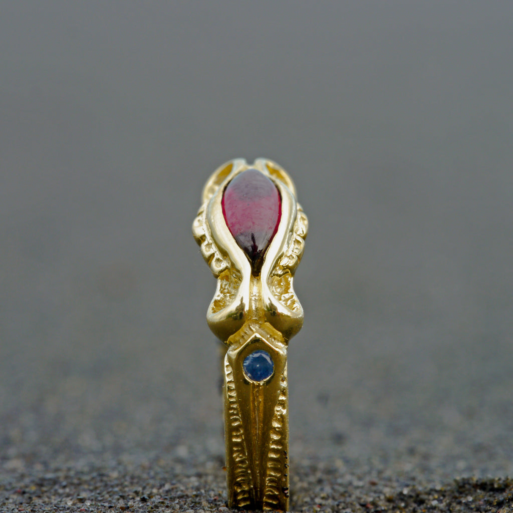 Handmade Gold Engagement Ring with Garnet