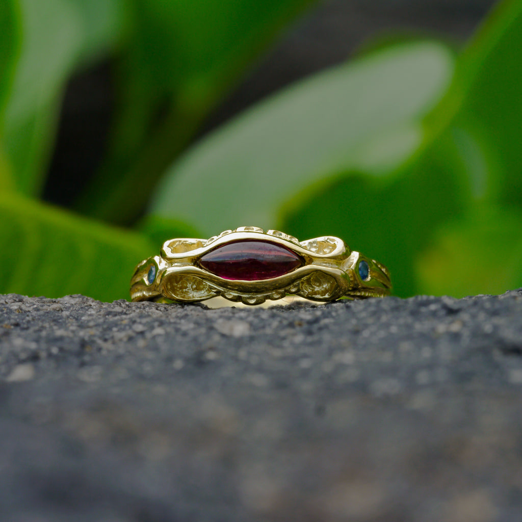 Solid Gold Handmade Garnet Ring