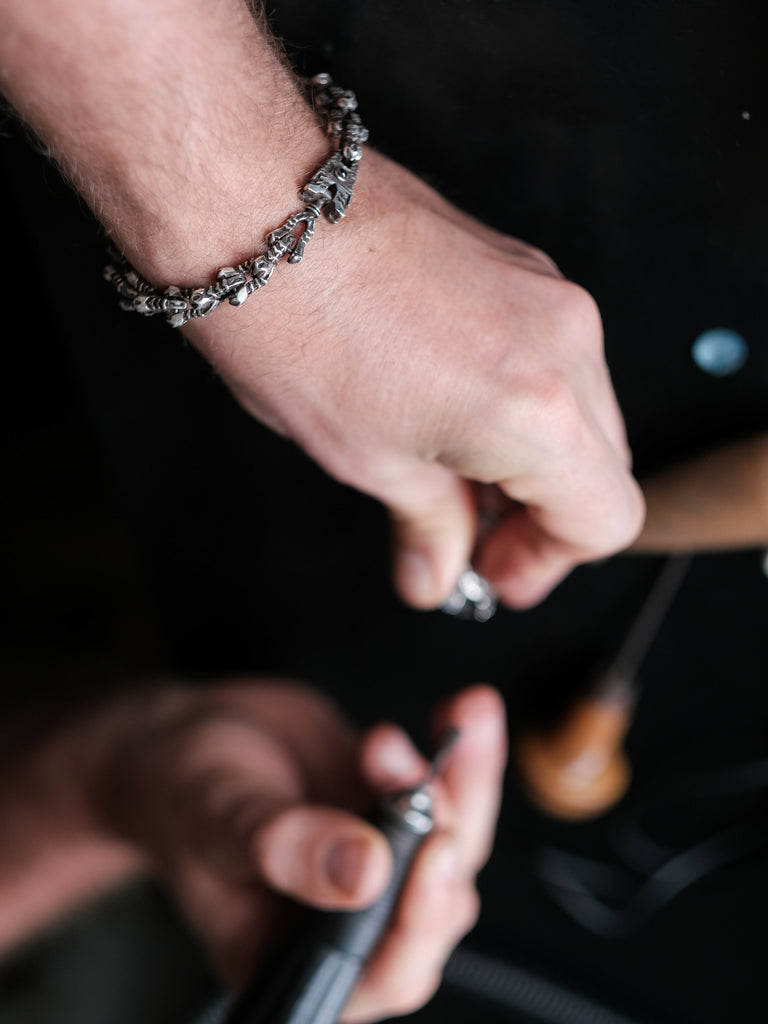 Silver Alien Men's Bracelet "Space Invaders"