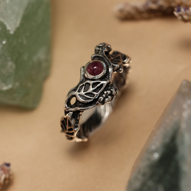 Vintage Red Ruby Mulberry Ring