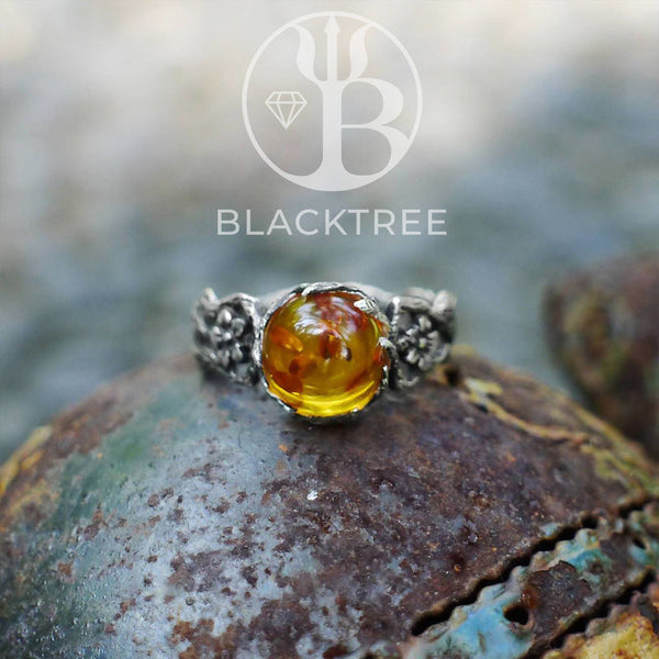 Amber Silver Ring by BlackTreeLab