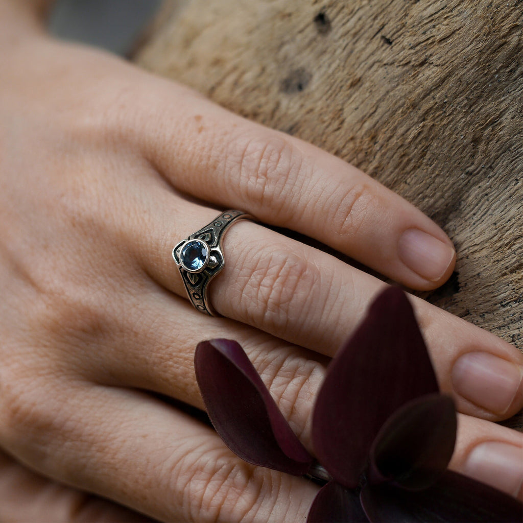 Silver Blue Topaz Ring "Tara"