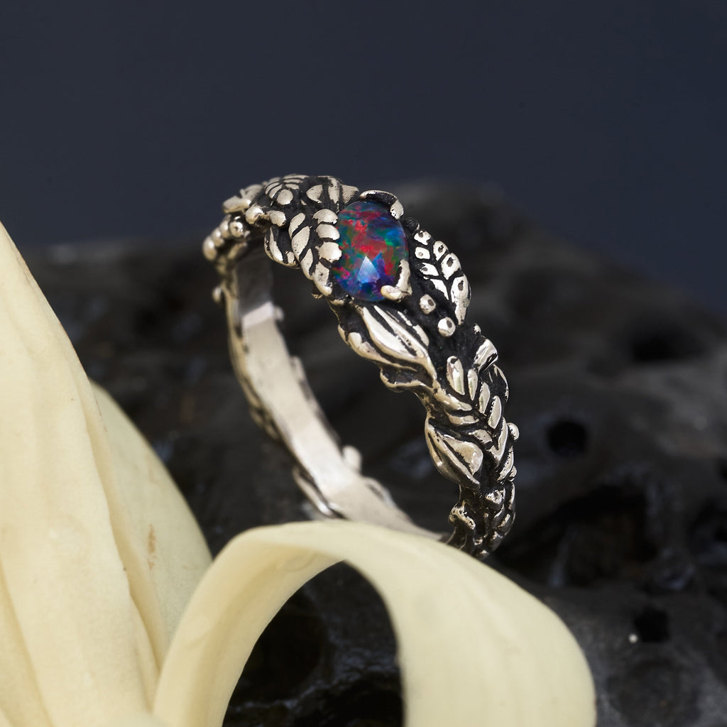 Boulder Fire Opal Ring "Evlin" BlackTreeLab