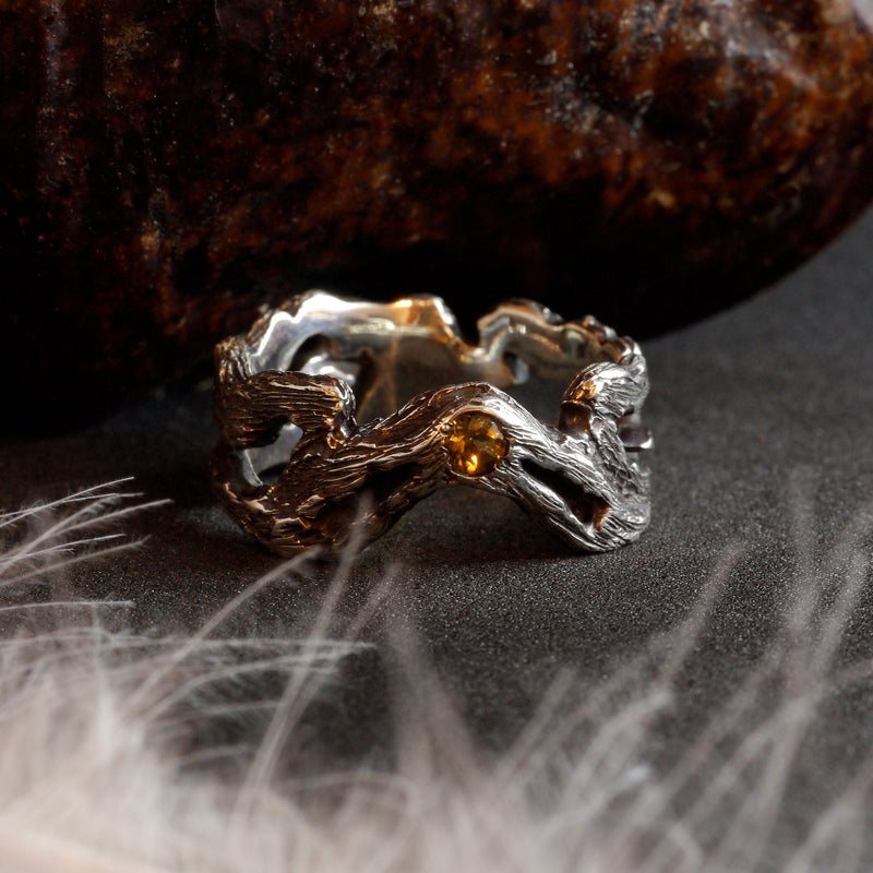 Silver Branch Citrine Ring Mountain plateau