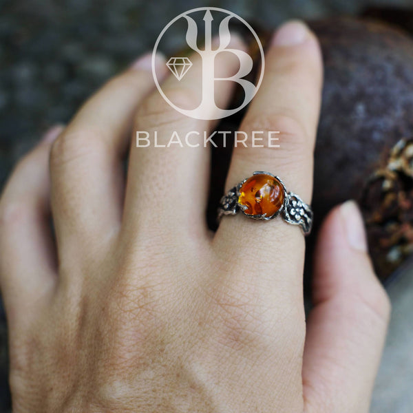 Amber Silver ring May by BlackTreeLab