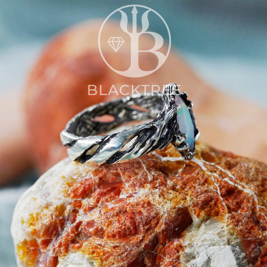 Ethiopian Fire Opal Ring "Vivienne" 925 Sterling Silver by BlackTreeLab