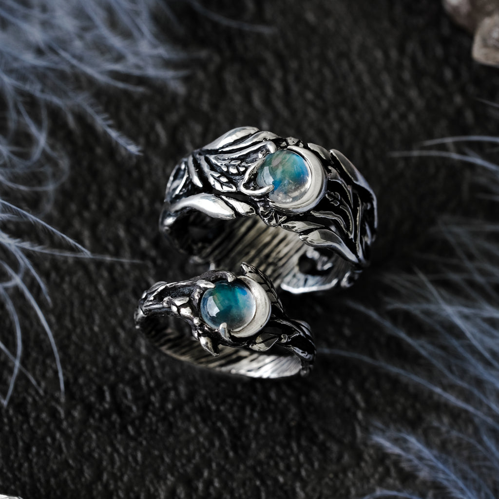 Vintage Moonstone engagement ring set Luna