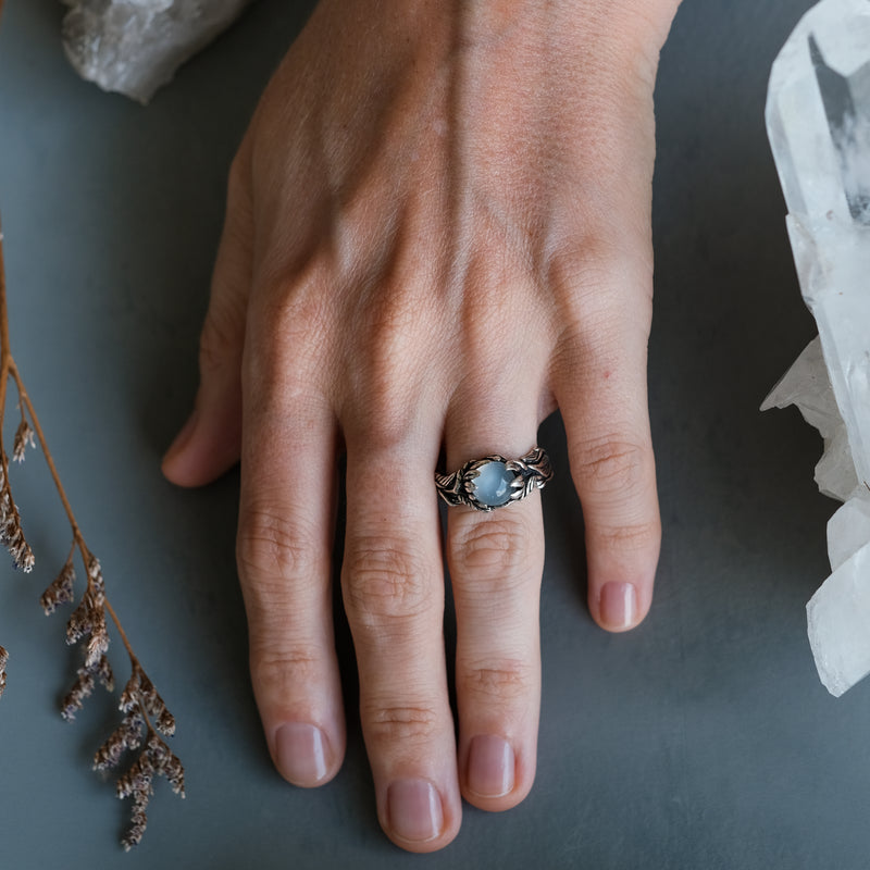 Sterling Silver Floral Moonstone Ring "Margot"