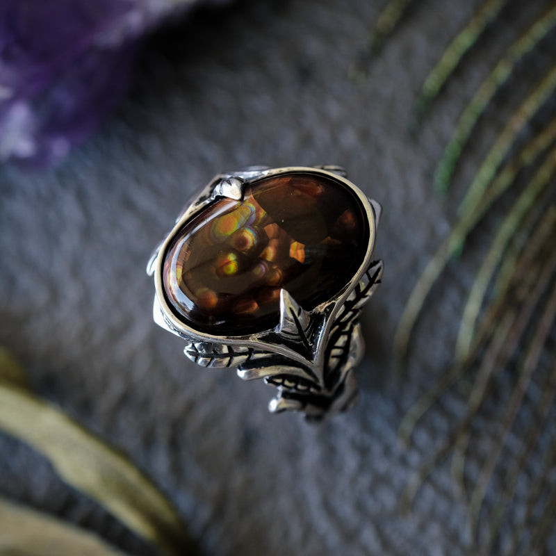 Fire Agate Sterling Silver Ring For Men "Lore"