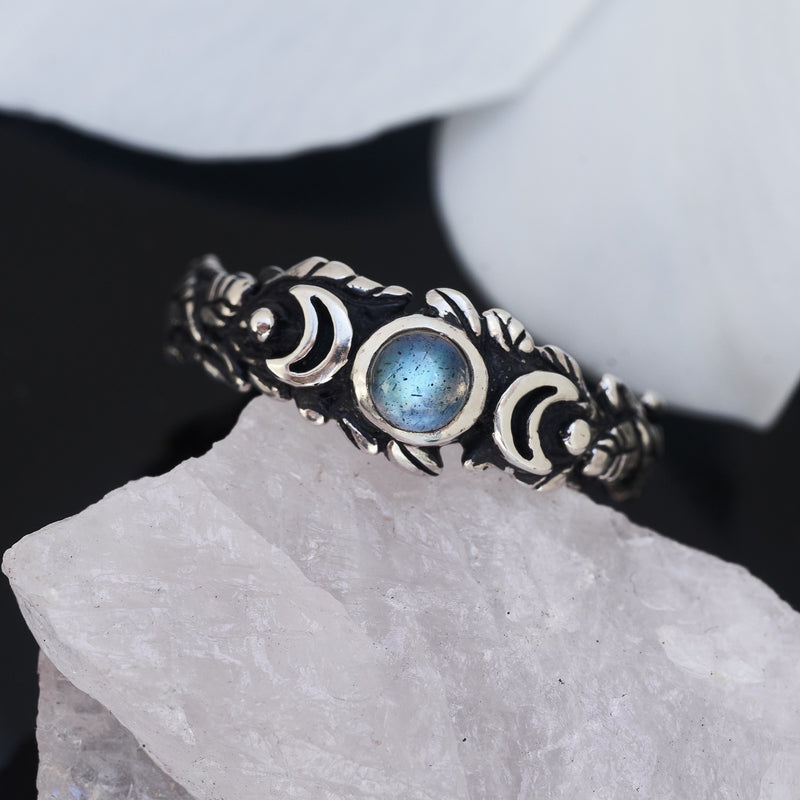 Labradorite Triple Moon Ring Deva by BlackTreeLab