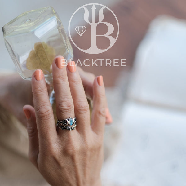 Triple Moon | Moonstone Ring Set "Soma" by BlackTreeLab