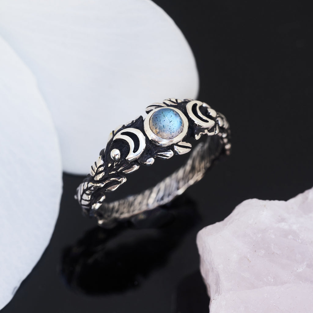 Labradorite Triple Moon Ring