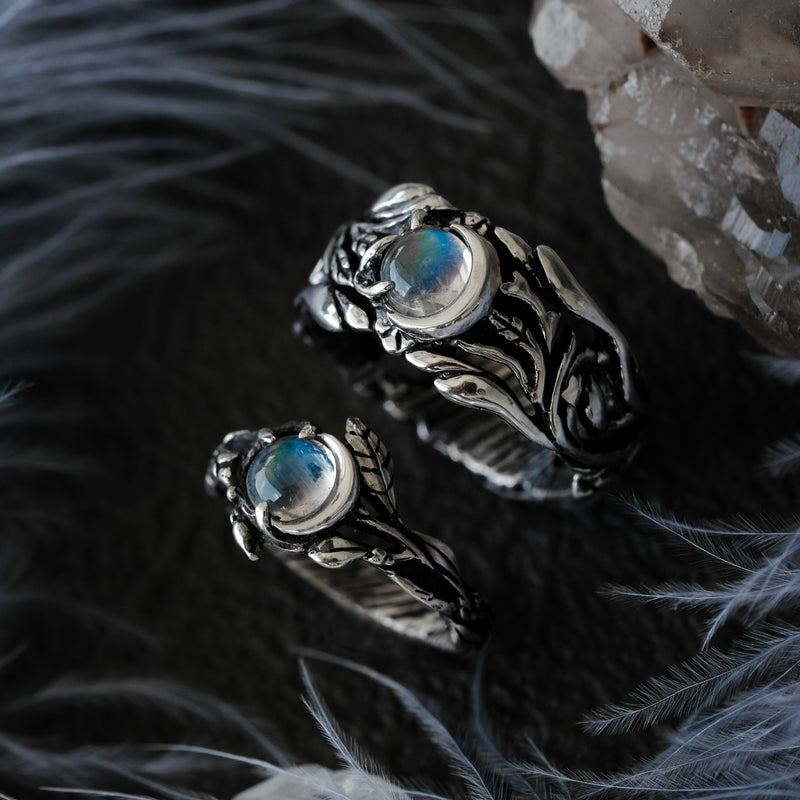 Moonstone Wedding Rings "Luna"