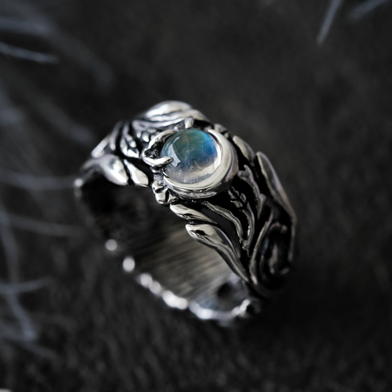 Silver Moonstone Ring for men "Luna"