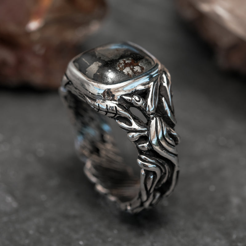 Pyrite Love Birds Ring 