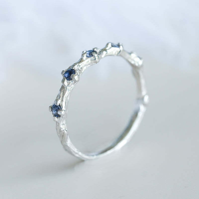 Blue Sapphire  5-stone Wedding Band "Blossom"