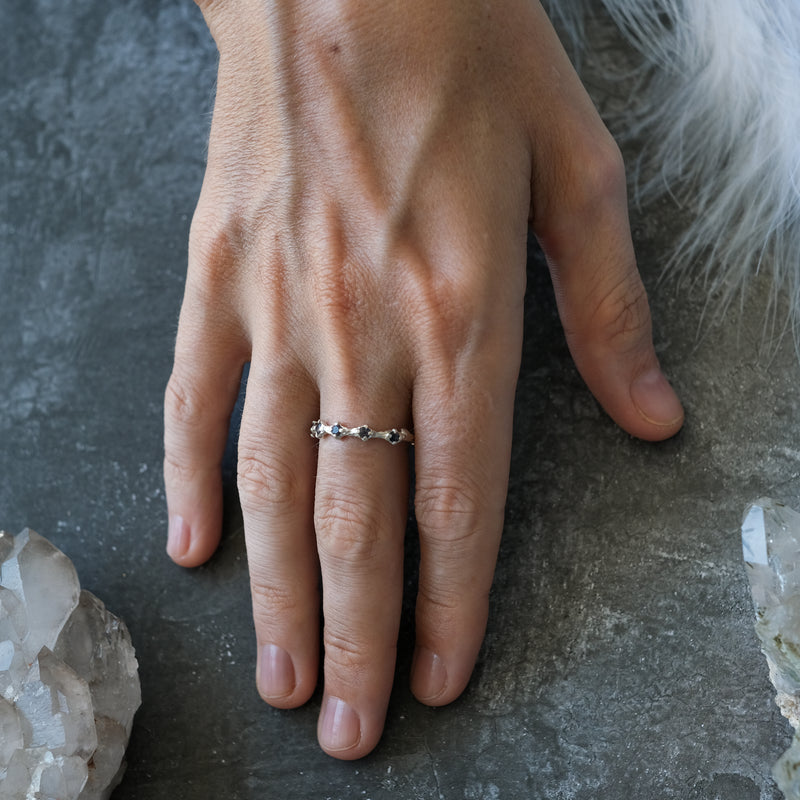 Blue Sapphire Gold Wedding band Blossom