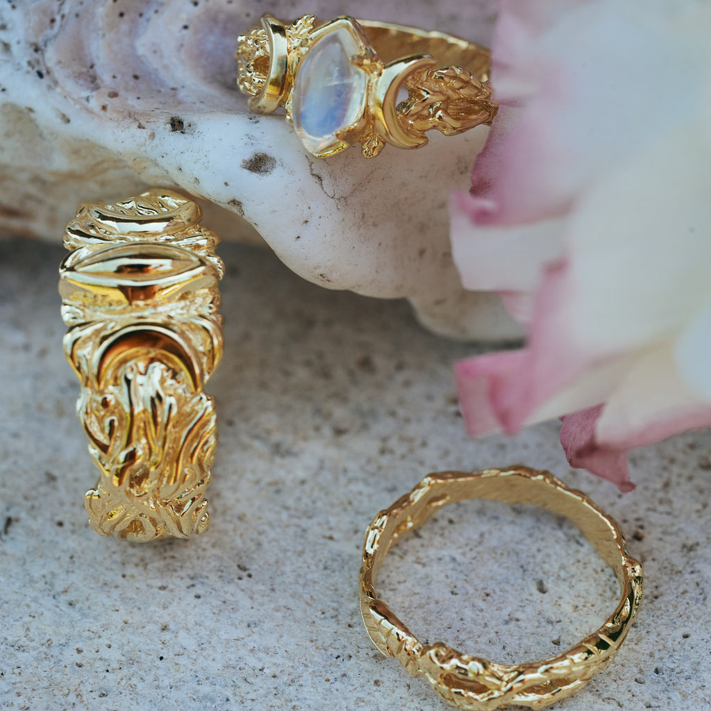 Gold Wedding Ring set "Soma" for him and her