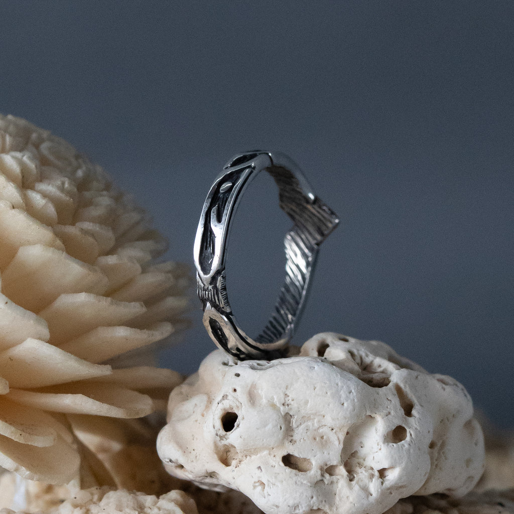 Wedding Silver Band "Wolf"