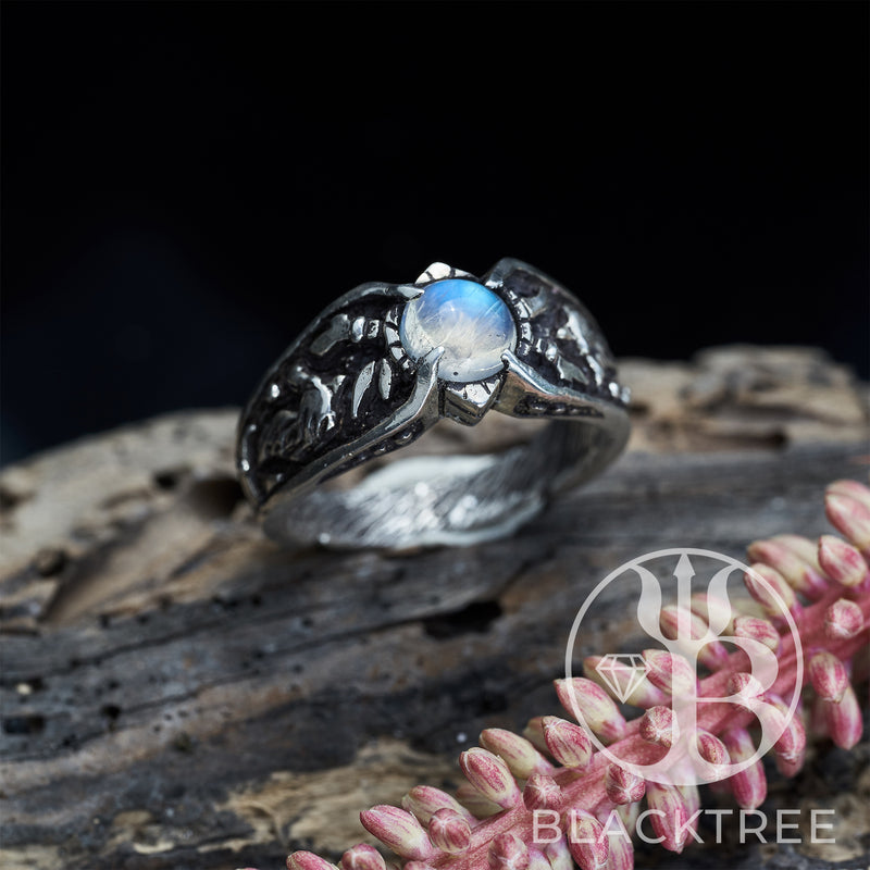 Moonstone engagement ring "Wolf"