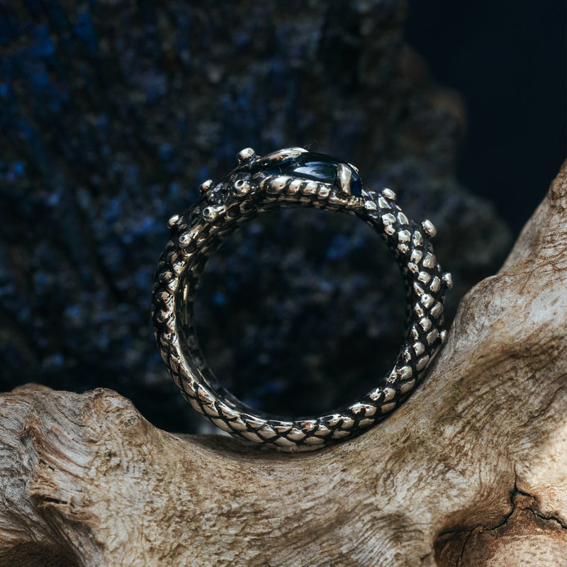 Blue Topaz Snake Ring "Cosmosnake"