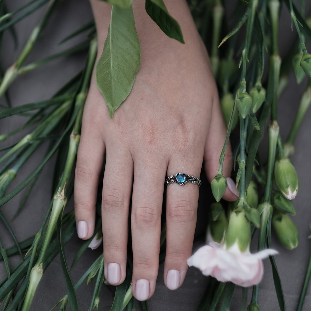 Topaz gemstone ring "Sky"  on hand by BlackTreeLab