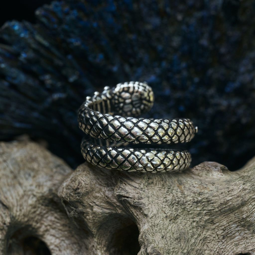 Blue Topaz Snake Ring "Cosmosnake"