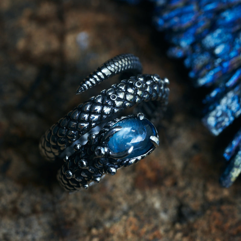 Blue Topaz Snake Ring "Cosmosnake"