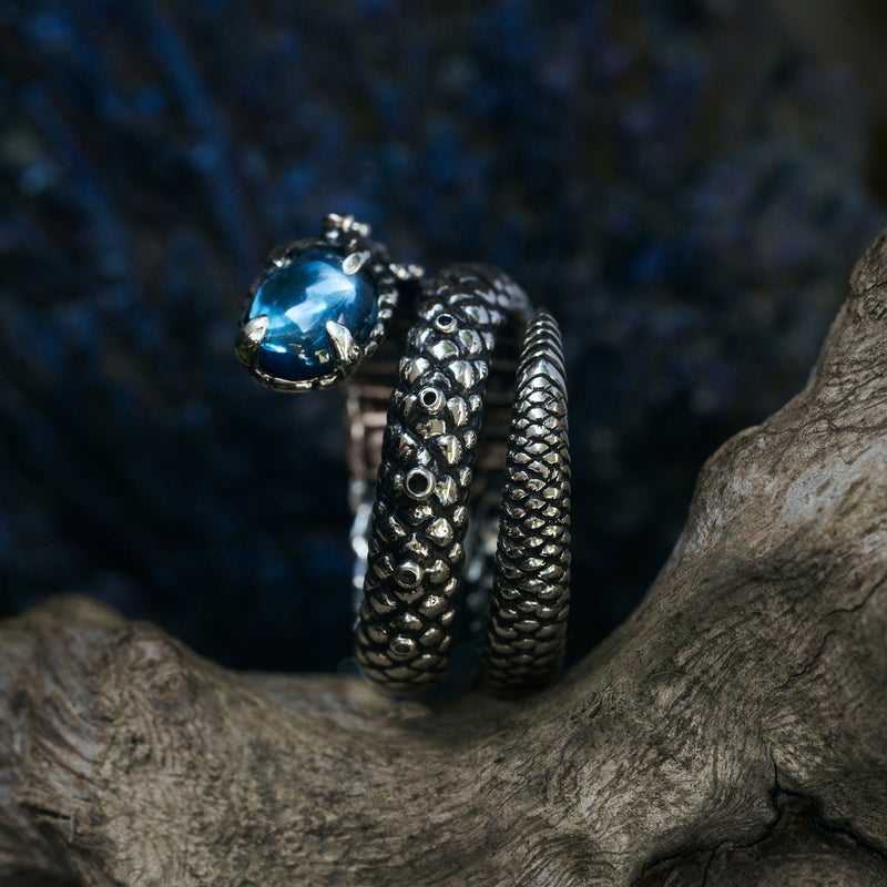 Cosmo Snake Blue Topaz Snake Ring