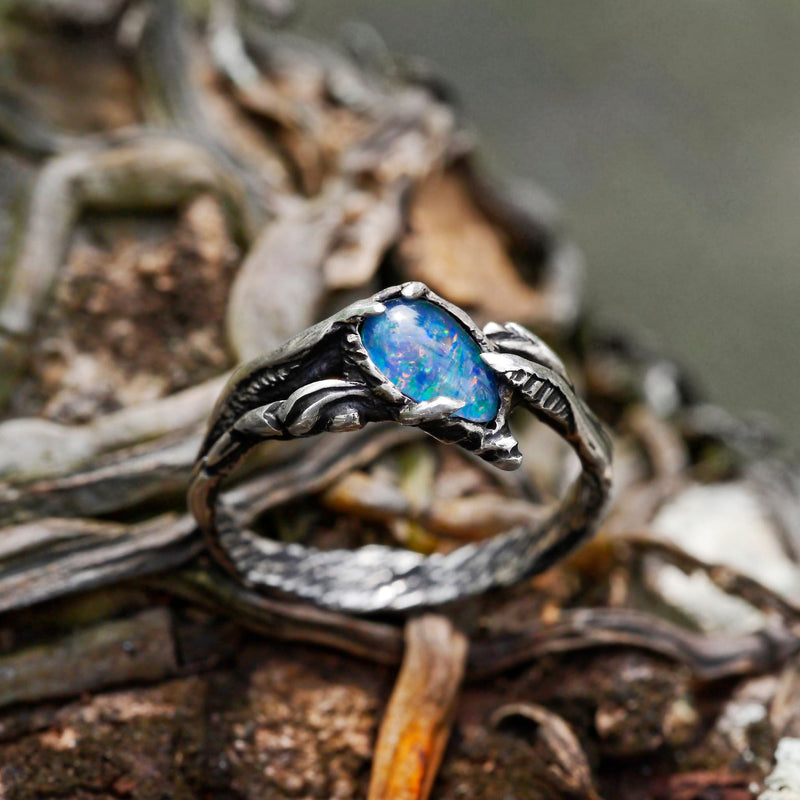Boulder Fire Opal Ring "Eden" - blacktreelab