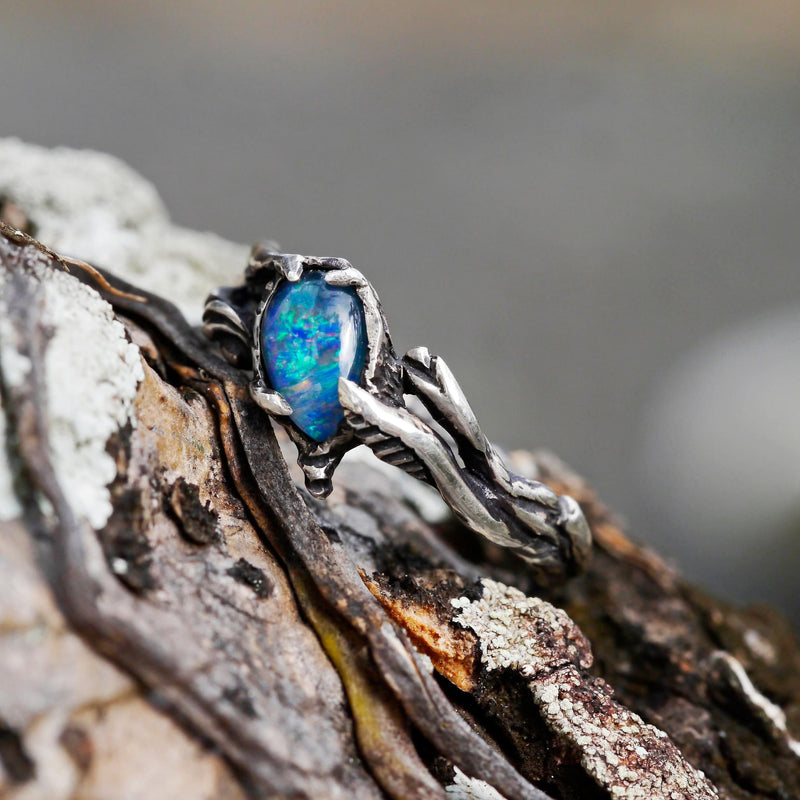 Boulder Fire Opal Ring "Eden" - blacktreelab