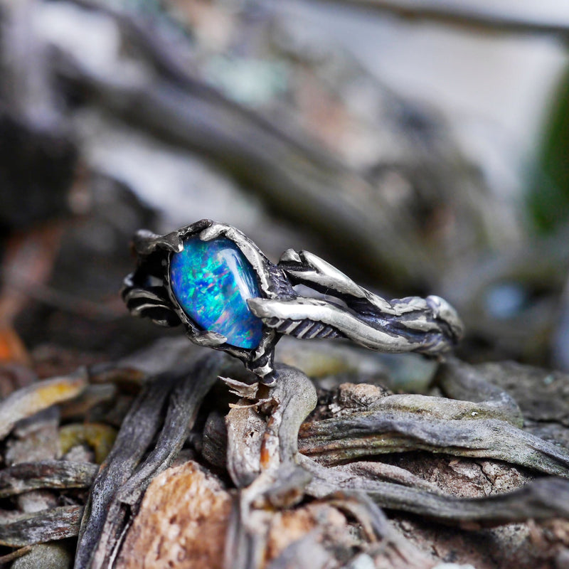 Boulder Fire Opal Ring "Eden" - blacktreelab