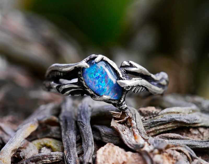 Boulder Fire Opal Ring "Eden" - blacktreelab