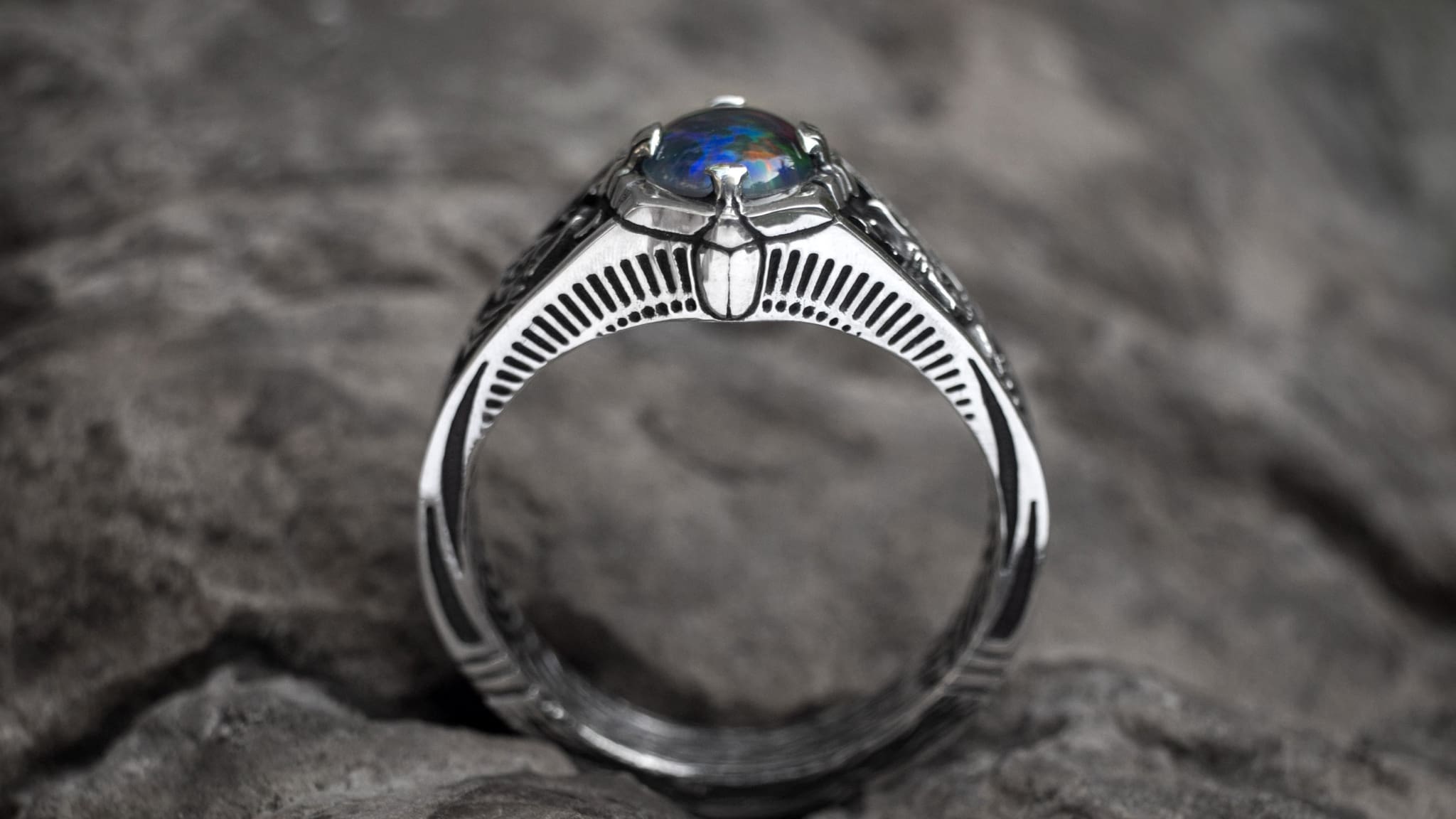 Boulder Fire Opal Ring 