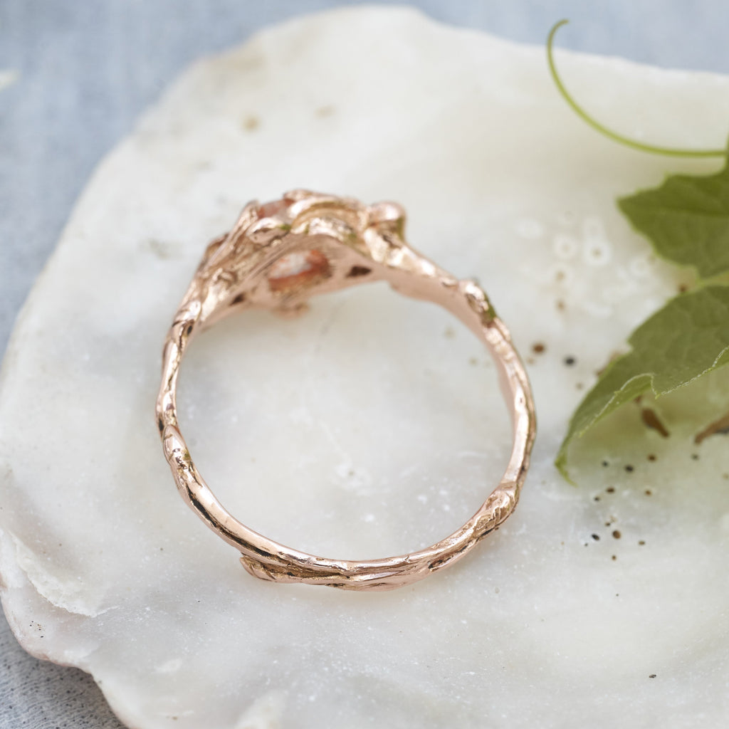 Rose Engagement Ring with Sunstone "Grace"