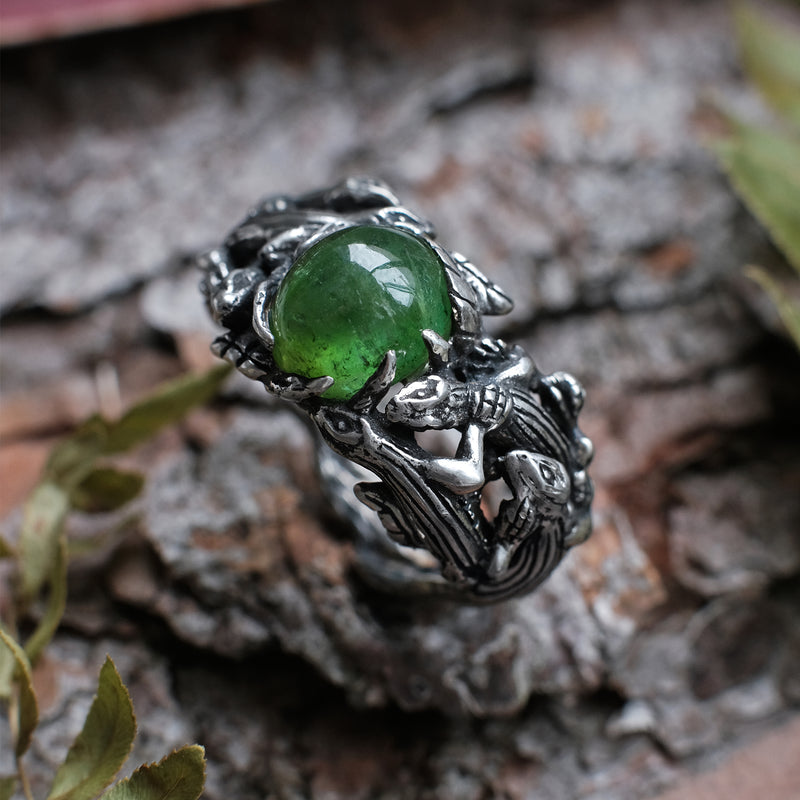 Green Tourmaline Silver Ring Guarani