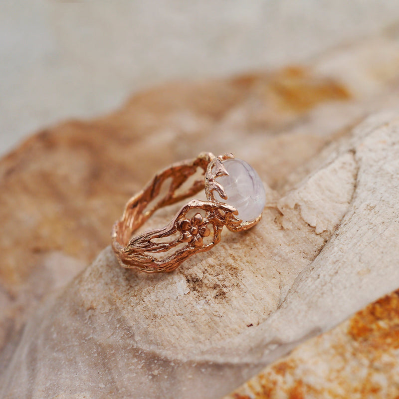 Engagement Gold Ring with Moonstone