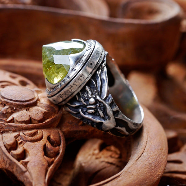 CUSTOM Tara Mantra Aquamarine Spinner ring