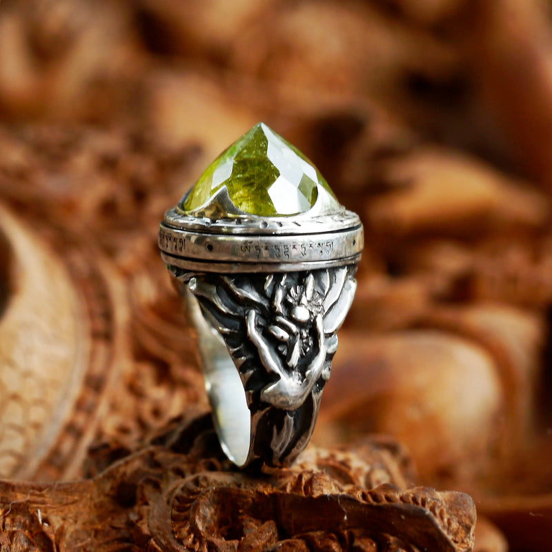 CUSTOM Tara Mantra Aquamarine Spinner ring