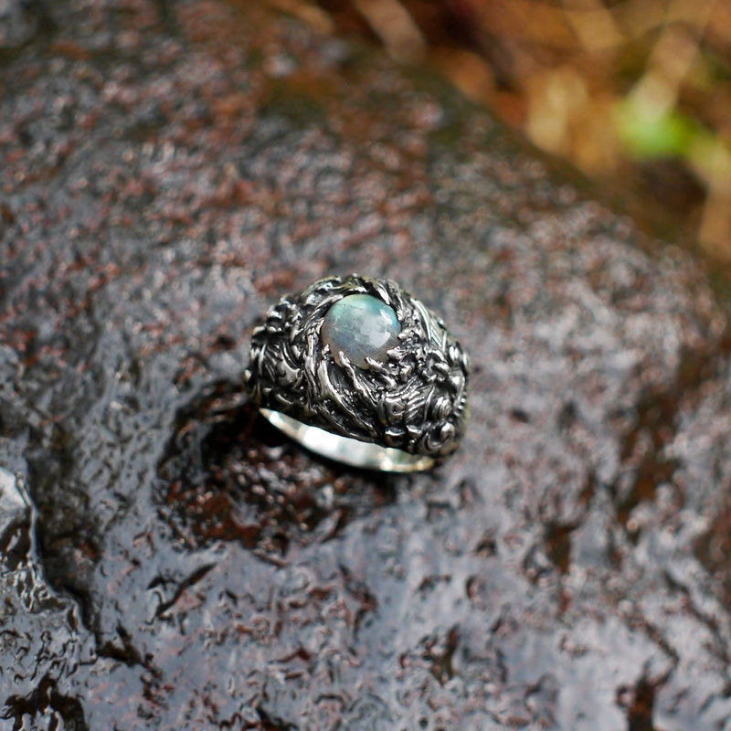 Men's Sterling Silver Labradorite Ring "Barong" - blacktreelab
