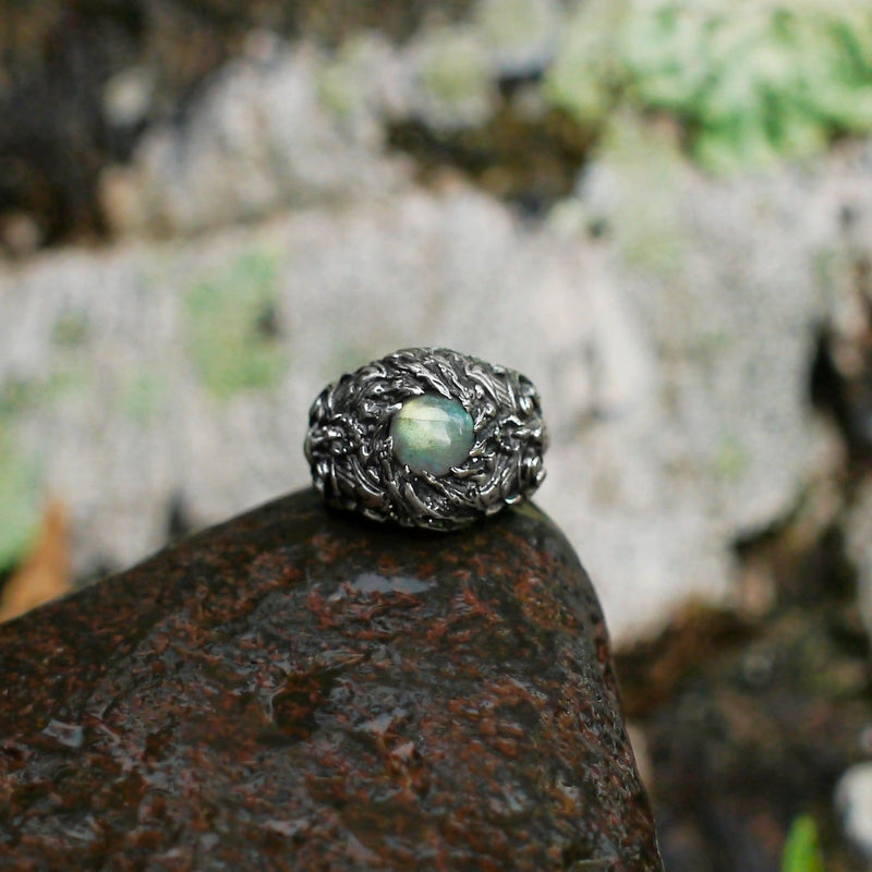 Men's Sterling Silver Labradorite Ring "Barong" - blacktreelab