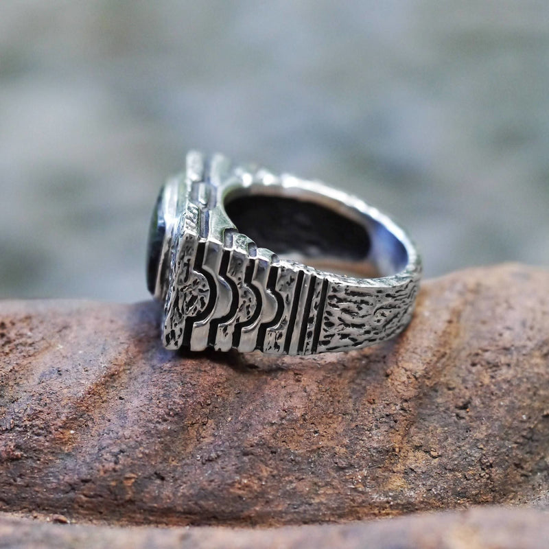 Mens Sterling Silver Labradorite Ring "Neo"