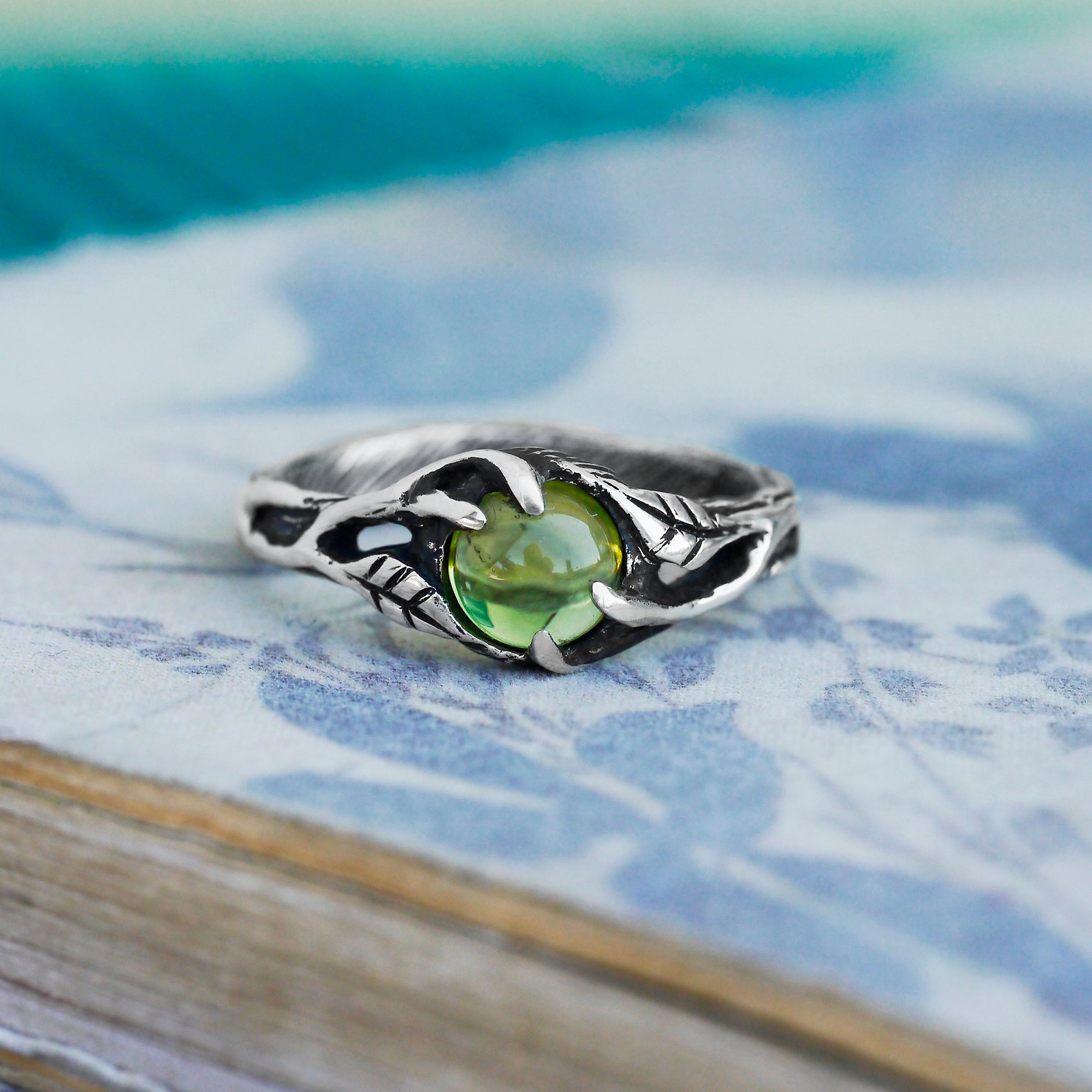 Peridot Engagement Ring BlackTreeLab